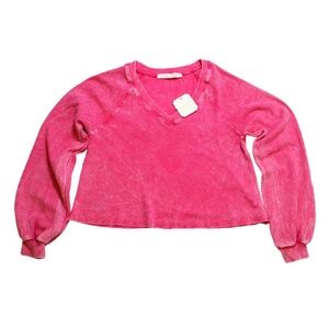 Alter’d State Pink Textured Crop Top Long Sleeve XS NWT